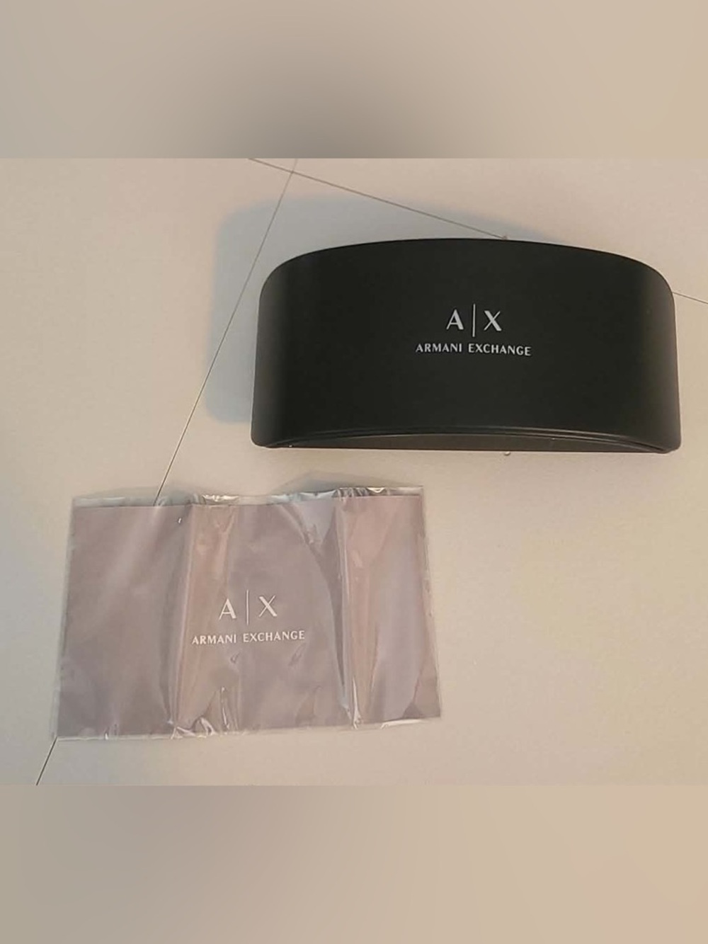 Armani Exchange Black Hard Sunglasses Case with lens cloth